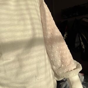 CeCe White Blouse with Sheer Sleeves